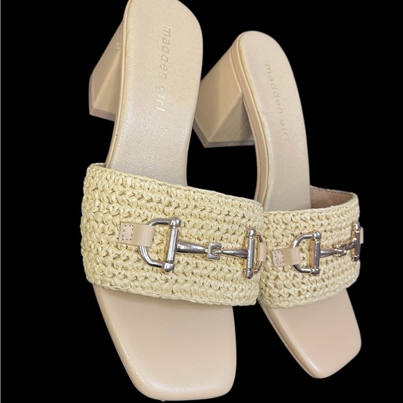 Madden Girl Tan Woven Mules‎ with Block Heel women’s Size 6.5 ✅ - Picture 3 of 8